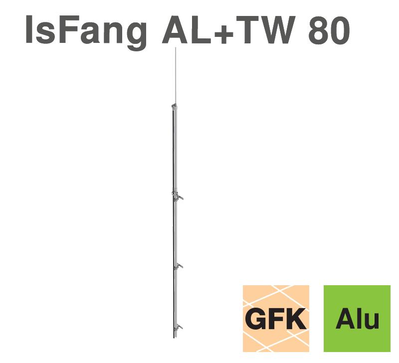 Insulated AL air-termination rod for isCon conductor laid outdoors, with isFang support for wall mounting TW80