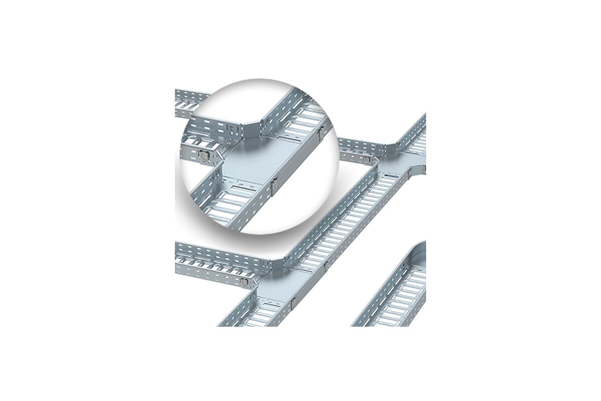 Cable trays, plug connection