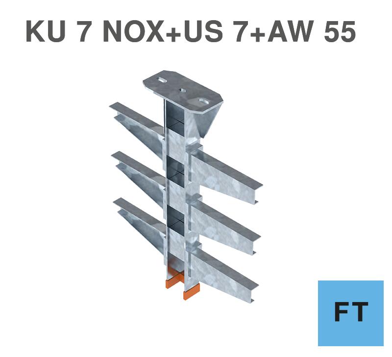 KU7 NOX FT head plate with US 7 FT support and AW 55 FT bracket