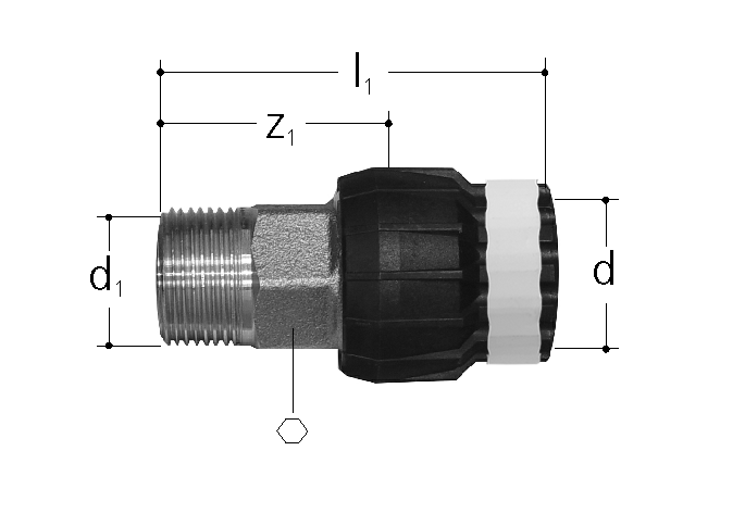 GF Sanipex MT Übergangsnippel coated plastic