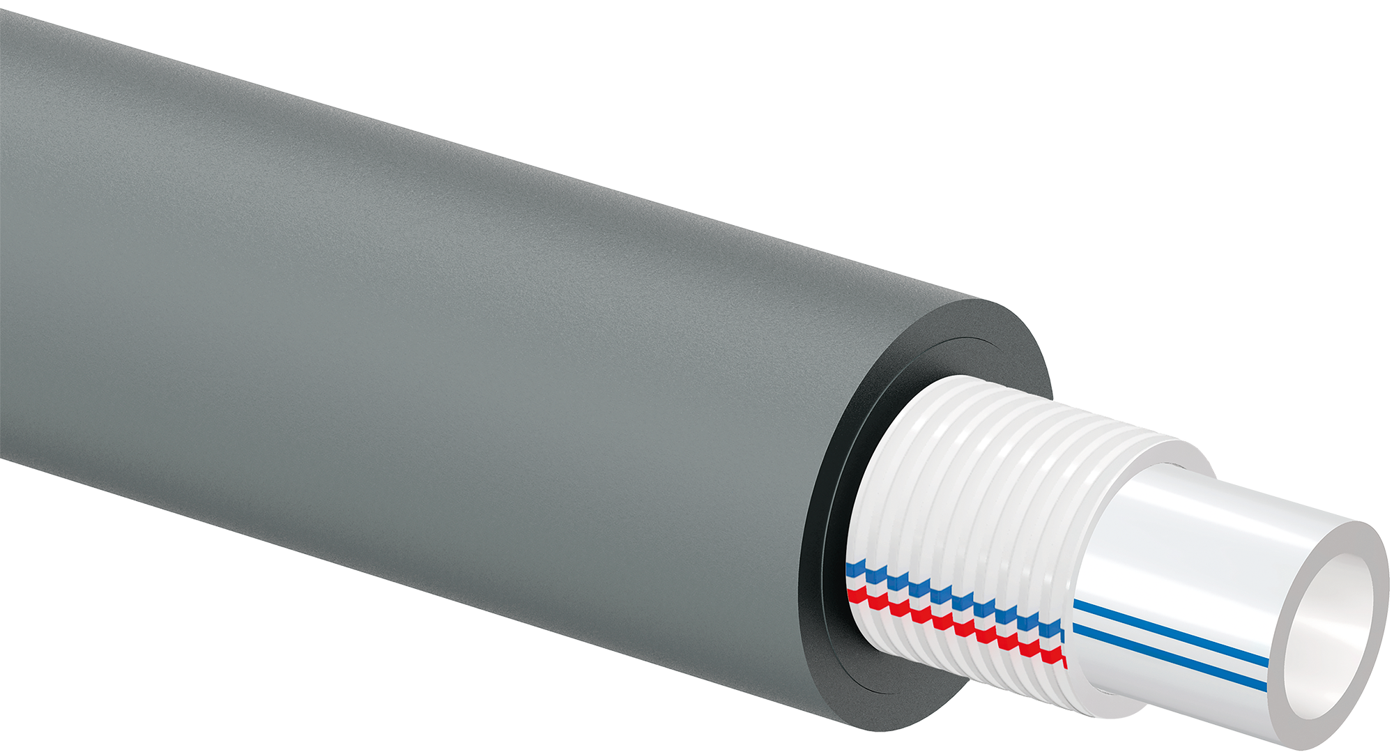 Uponor Combi Pipe in insulated conduit white/grey